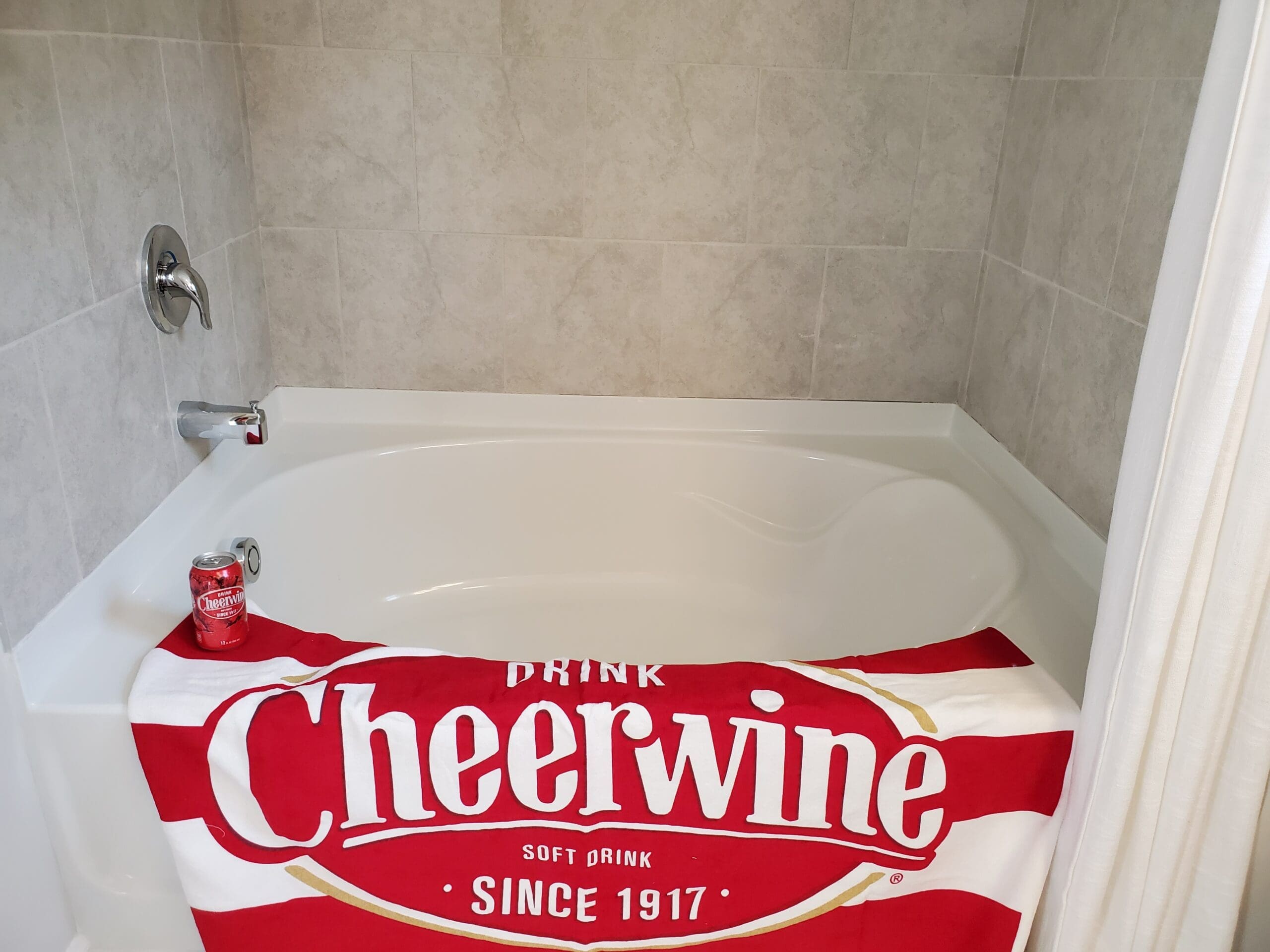 Cheerwine in the tub. Sip and soak.