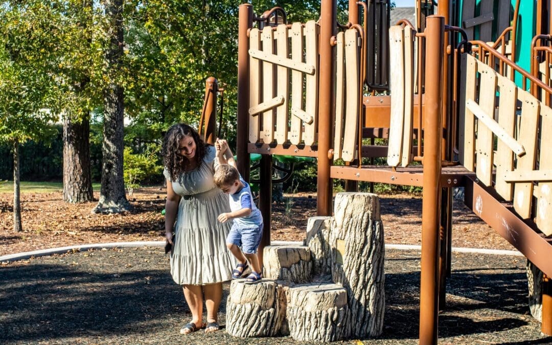 Megan Nichols and son at playground