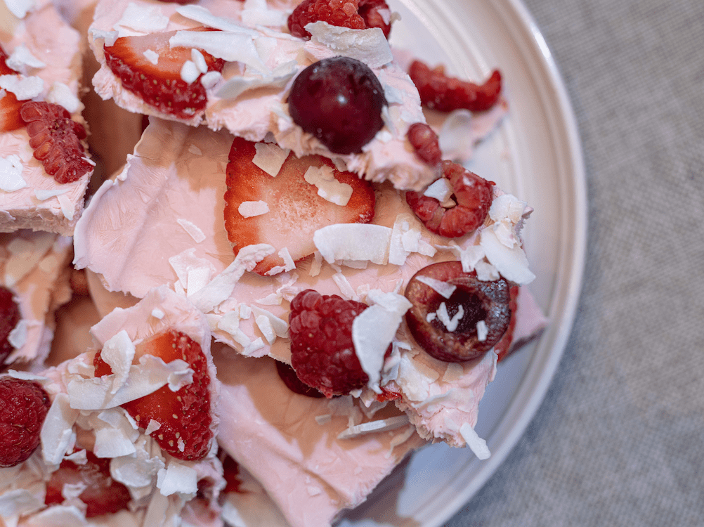 Red, White and Berry Cherry Yogurt Bark