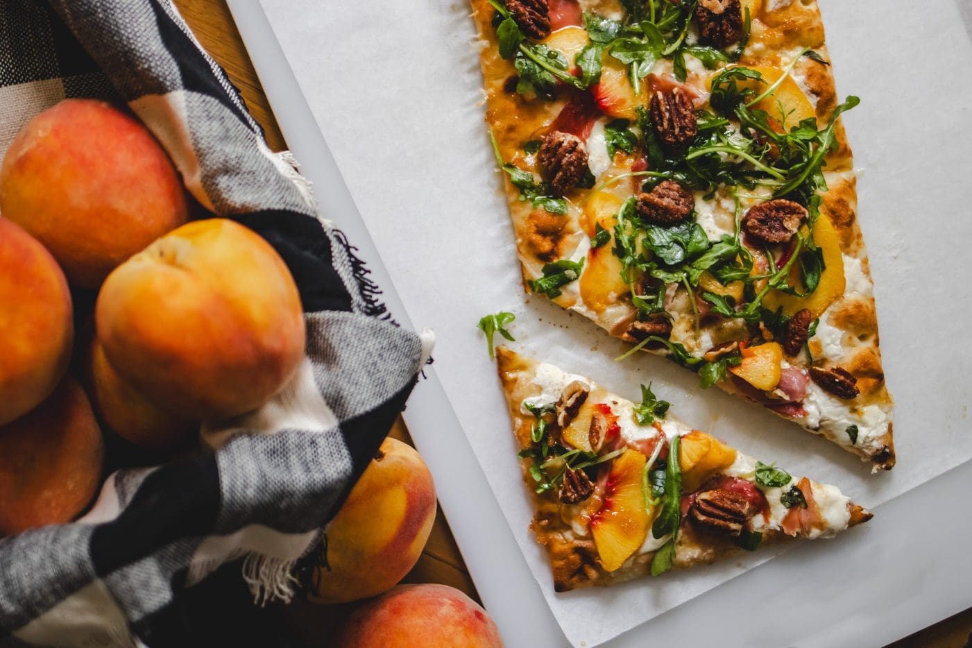 peach burrata flatbread