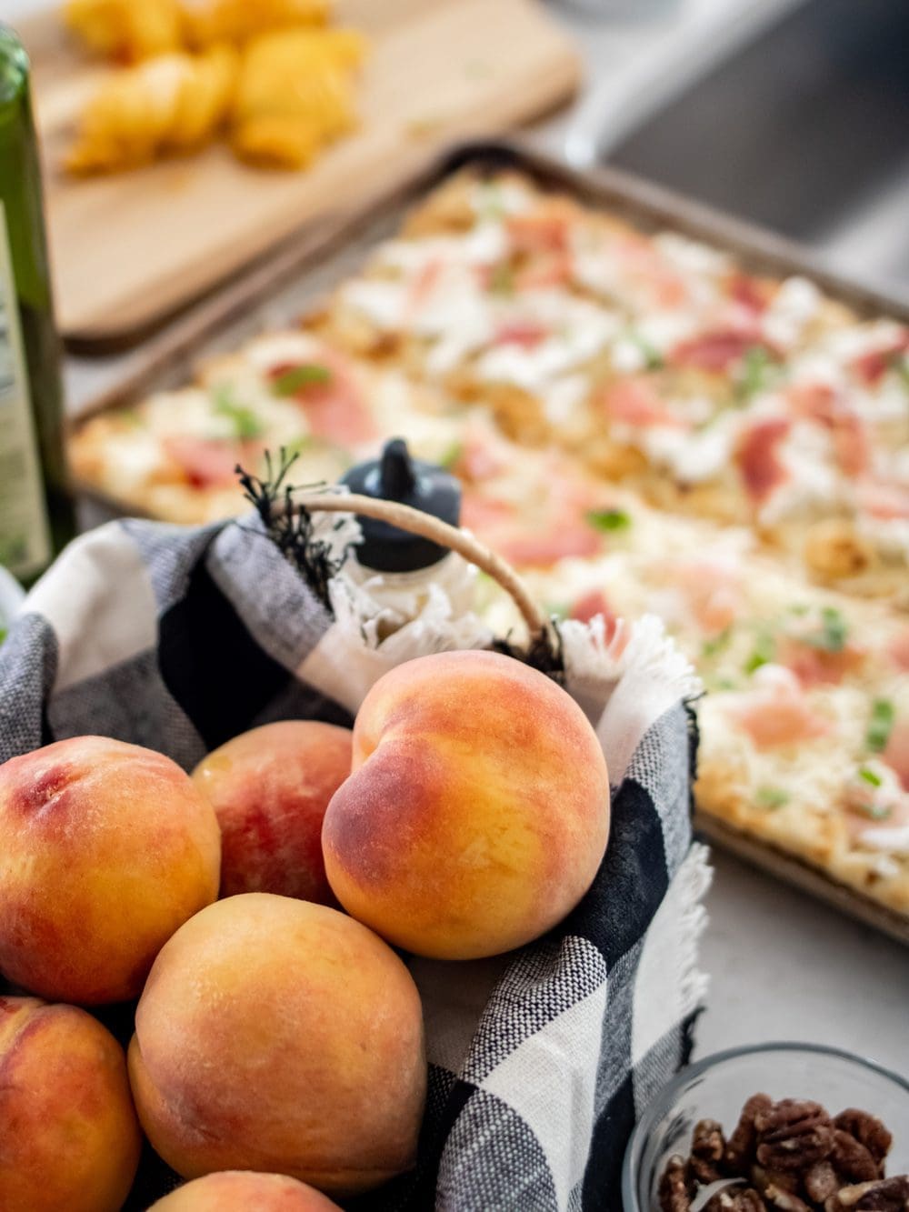 peach burrata flatbread