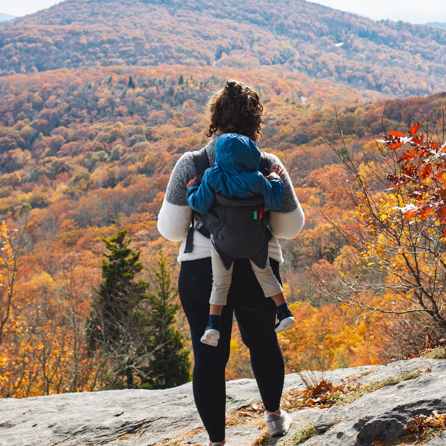 Megan of NC Eat & Play with Cameron overlooking NC mountains