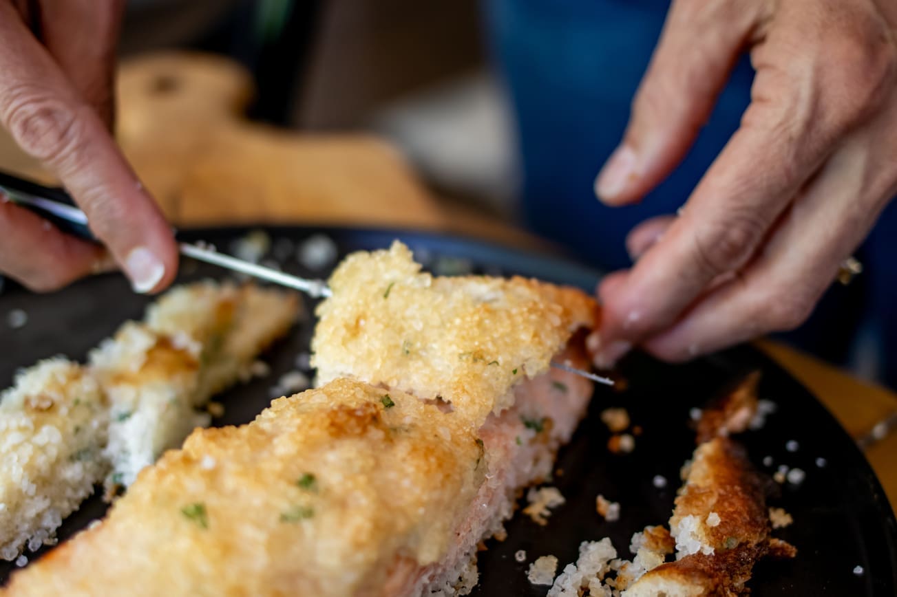 salt crusted salmon