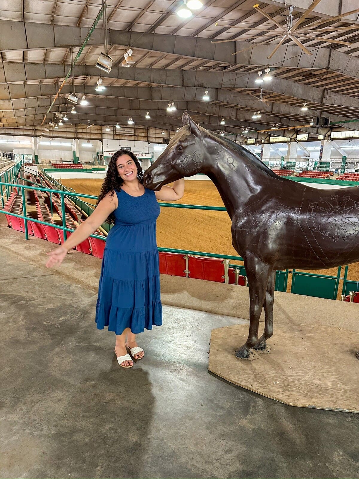 Megan with a horse statue at the James B Hunt Horse Complex in the NC State Fairgrounds Megan with a horse statue at the James B Hunt Horse Complex in the NC State Fairgrounds